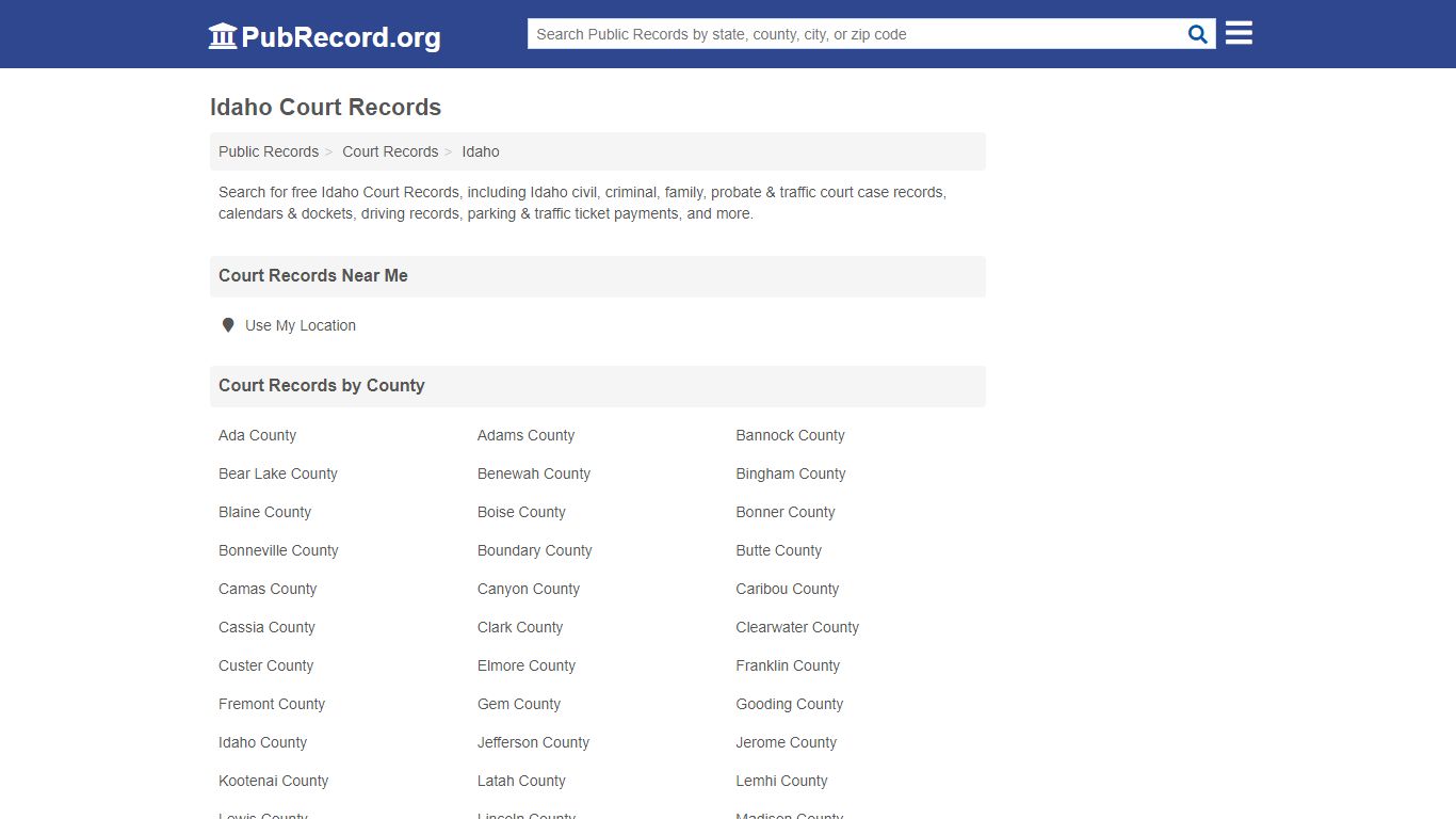 Idaho Court Records - Public Record